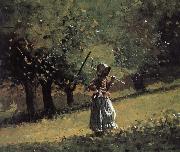 Winslow Homer Shoulder the rake bar girls oil painting